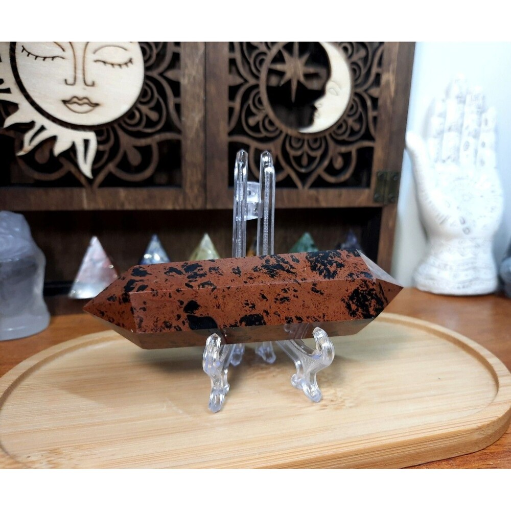 Polished Red Mahogany Obsidian Crystal Point Double Terminated
